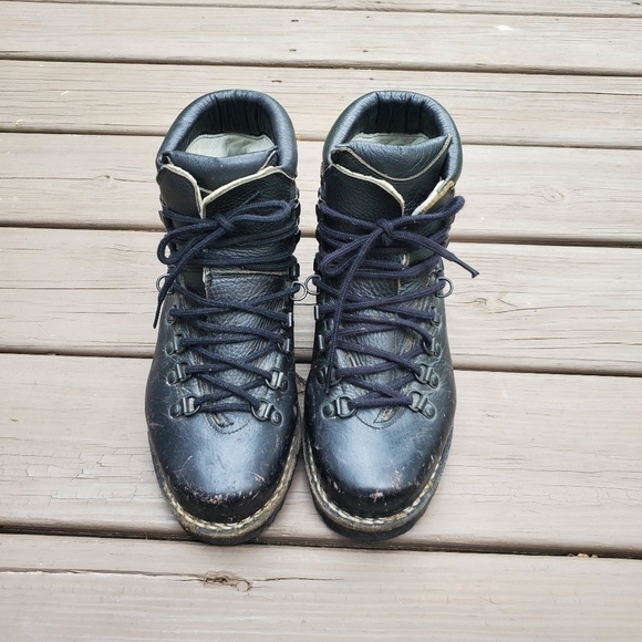 Vintage 80s Black Leather German Bundeswehr Unit Mountain Mountaineering Boots - Picture 4 of 10